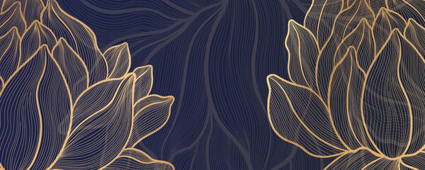 Lotus flower outline hnd drawn style. Asian national symbol plant. Vintage sketch design. - obrazy, fototapety, plakaty