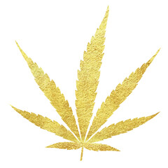 PNG transparent golden cannabis leaf indica