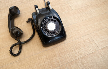 Old black retro rotary Telephone