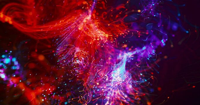 Abstract Optical Fibers 3D Animation. High Speed Internet. Electrical Signals Flowing Inside Of Complex Network. Technology Related 3D Animation.