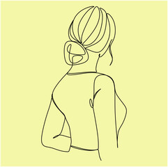 Silhouette of a young elegant woman wearing evening dress. Hand drawn modern fashion illustration of abstract girl, quick sketch, vector illustration