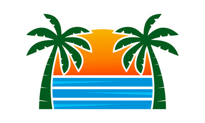Fototapeta na wymiar palm beach vector icon logo
