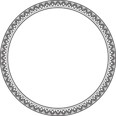 Vector monochrome round ornament of Native Americans, Aztecs. Circle border of the tribes of South and Central America.