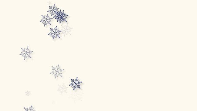 クリスマス 雪の結晶 瑠璃色 左 小 雪が降る 【背景 オフホワイト】