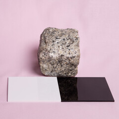 2. Granite cube and black and white square