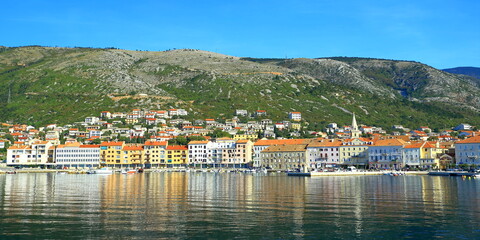 Panorama of Senj town, touristic destination on Adriatic sea, Croatia