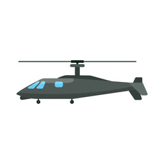 Military utility helicopter cartoon illustration. Black vehicle on white background. Aviation, air transportation, flight concept