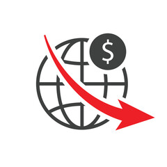 world financial crisis global financial cost drop down arrow symbol