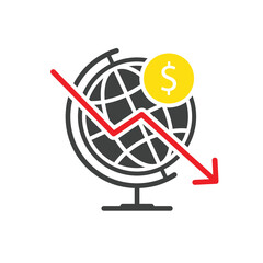 global financial crisis, declining financial costs down arrow symbol