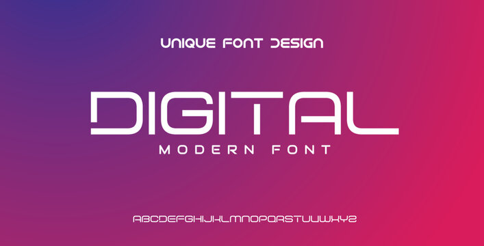 Modern alphabet line font for typography. Style of minimalist slim abstract monogram fonts. Vector illustration and tech font.