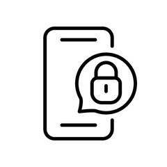 Protection of personal data set icon. Antivirus, phone, speech bubble, shield with lock, confidential information, man, user, security system, private. Privacy concept. Vector black line icon