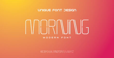 MORNING line font typeface designed for technology. Typeface urban style fonts for technology, digital, movie, logo design.