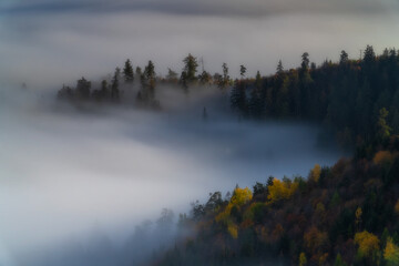 Fototapeta premium Foggy morning in the Slovak mountains.