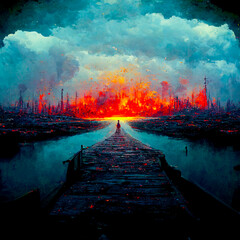 The End of the world AI concept generated Background earth, digital art style, illustration painting 