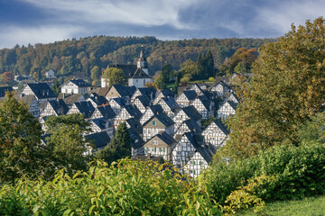 historic Town with half-timbered Houses Freudenberg in Siegerland,Germany - obrazy, fototapety, plakaty