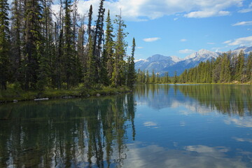 Fototapeta na wymiar View of Beauvert Lake at Jasper,Alberta,Canada,North America 