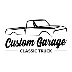 Custom garage classic truck logo vector 1