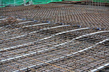 
MALACCA, MALAYSIA -APRIL 14, 2016: Pre-stress cable tendons for prestressed concrete at the...