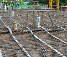 
MALACCA, MALAYSIA -APRIL 14, 2016: Pre-stress cable tendons for prestressed concrete at the...