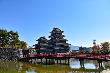 青空の秋の国宝松本城
