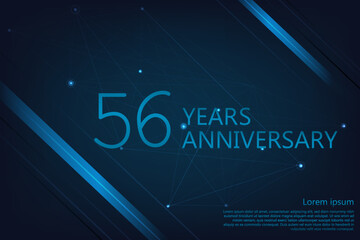56 years anniversary geometric banner. Poster template for celebrating anniversary event party. Vector illustration