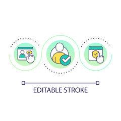 Person identification loop concept icon. Security verification. Safety validation. Protection service abstract idea thin line illustration. Isolated outline drawing. Editable stroke. Arial font used