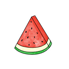 slice of watermelon watercolor paint illustration