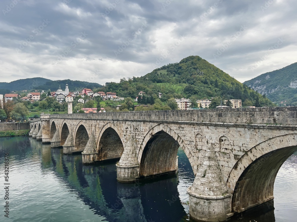 Poster Popular toursit Bridge Mehmed-pasa Sokolovic called most na drini cuprija