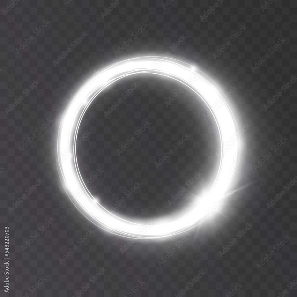 Leinwandbilder Luminous ring with bright illumination. Round glowing frame with sparkles, advertising and design elements. Vector illustration. eps file editable