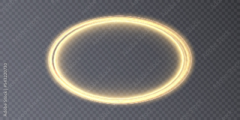 Aufkleber Luminous ring with bright illumination. Round glowing frame with sparkles, advertising and design elements. Vector illustration. eps file editable
