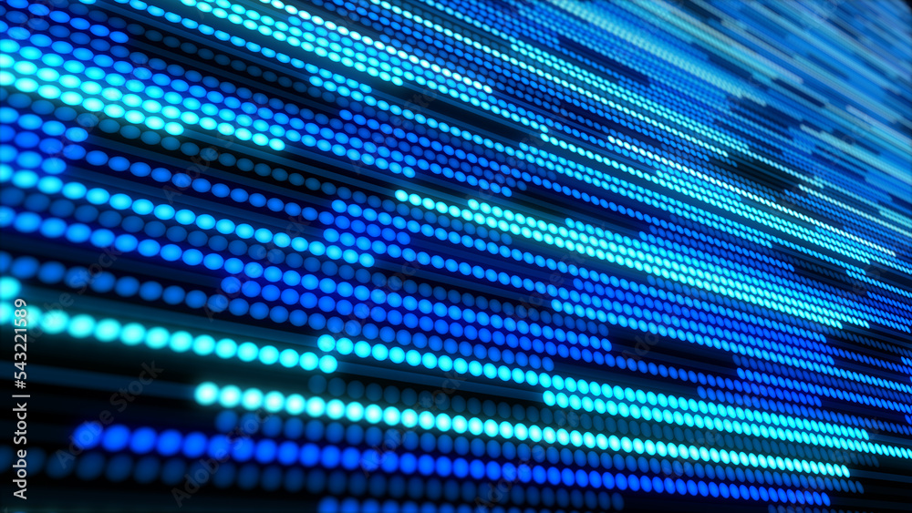 Poster 2d animation of glowing horizontal lines streaming across the screen. deep blues and vibrant purples