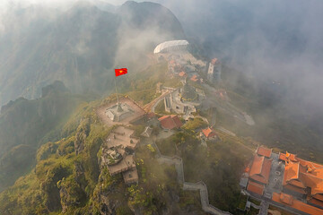 Fototapeta premium The peak of Fansipan mountain 3143m is the highest in Vietnam. Sapa, Lao Cai