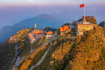 The peak of Fansipan mountain 3143m is the highest in Vietnam. Sapa, Lao Cai