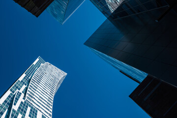 Skyscrapers on the background of the blue sky.