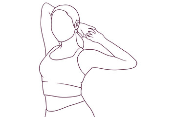 beautiful fitness woman hand drawn style vector illustration