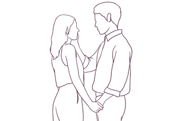romantic couple hand drawn style vector illustration