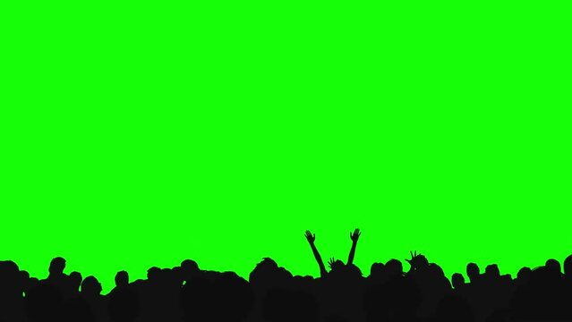 Party Crowd Silhouette on Green Screen