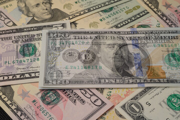 usa dollars of different denominations cash, close-up