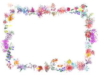 png frame of flowers and leaves for invitations, inscriptions, no background - transparent