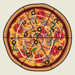 Veggie Pizza with Fresh Vegetables Vegan Food