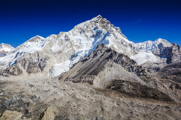 Mount Everest and Nuptse view in Sagarmatha National Park in the Nepal Himalaya