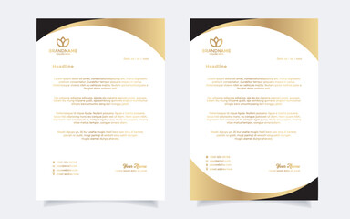 luxury letterhead template gold color design vector for business company stationery with A4 editable format