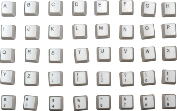 Keyboard Keys Letters, Symbols and Numbers