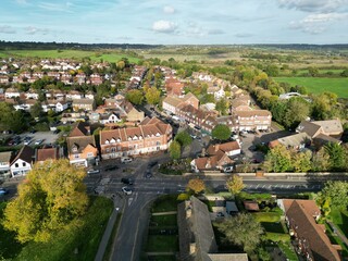 Fototapeta na wymiar Theydon bois village in Essex UK drone aerial view