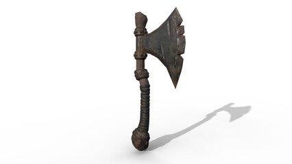 axe angle view with shadow 3d render