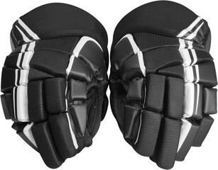 Pair of Black Ice Hockey Gloves, Isolated on Transparent Background