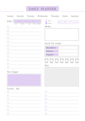 Daily planner for planning tasks for the whole day business tasks and study schedule purpule