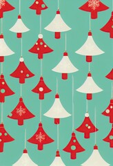 Festive Christmas red background. Merry Christmas and Happy New Year winter holidays xmas celebration decorations xmas trees vertical festive illustration creative stylish trendy pattern.