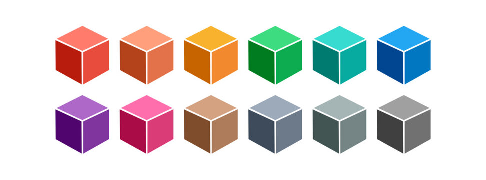 Color cubes icon set. Boxs illustration symbol. Sign blocks vector