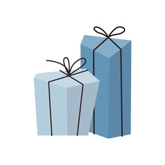 Vector set of different colorful wrapped gift boxes. Christmas and birthday presents. Party concept.